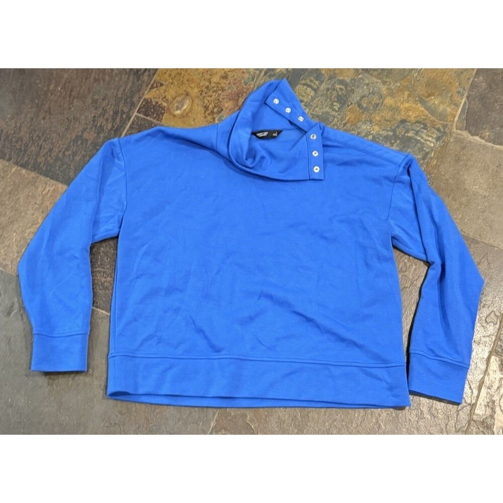 Simply Vera Vera Wang Pullover large turtle neck W/snap long sleeve Blue